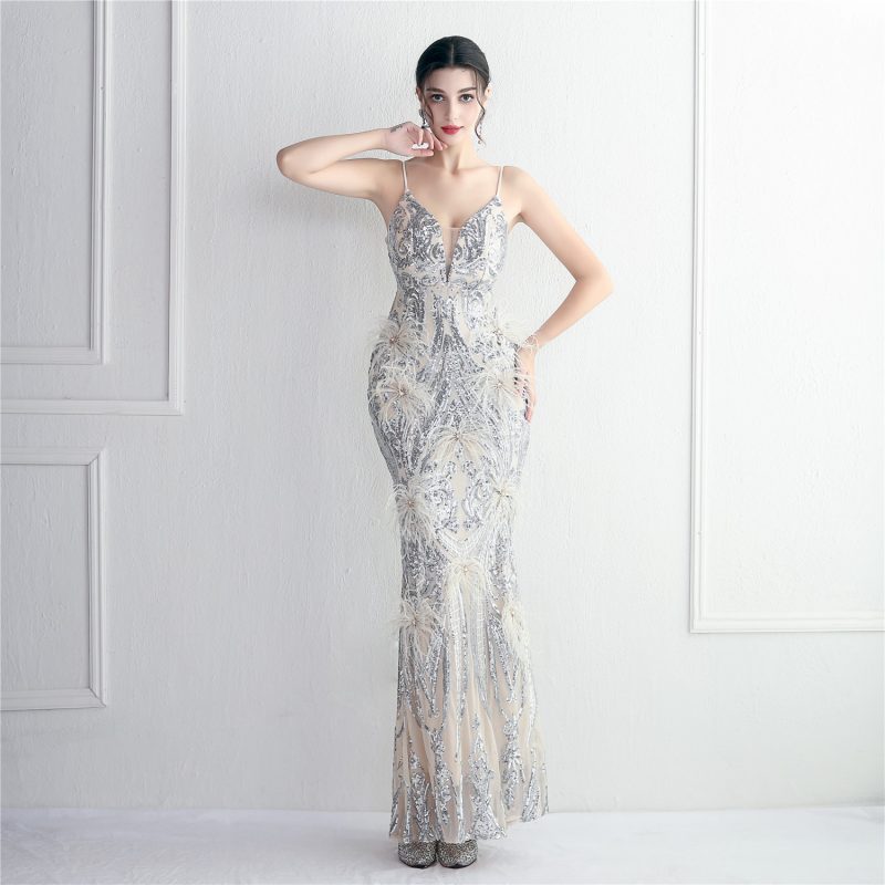 Elegant Beaded Wool Dress