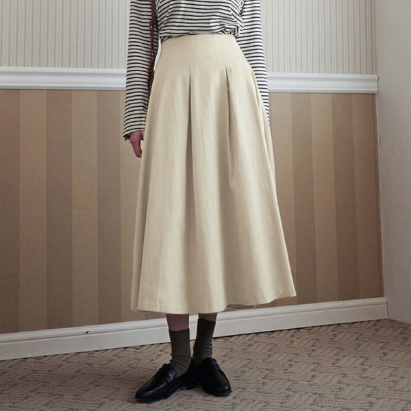 Women's Elegant Pleated Midi Skirt