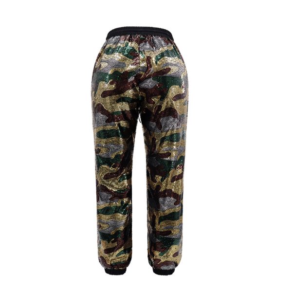 Camouflage Sequined High-Waist Pants - Image 3