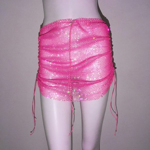 Women's Rhinestone Fishnet Mini Skirt - Image 4