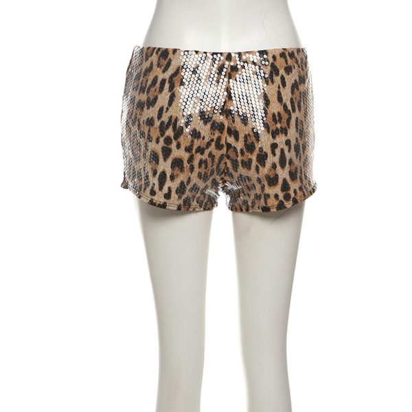 Women's Low Waist Sequin Leopard Shorts - Image 4