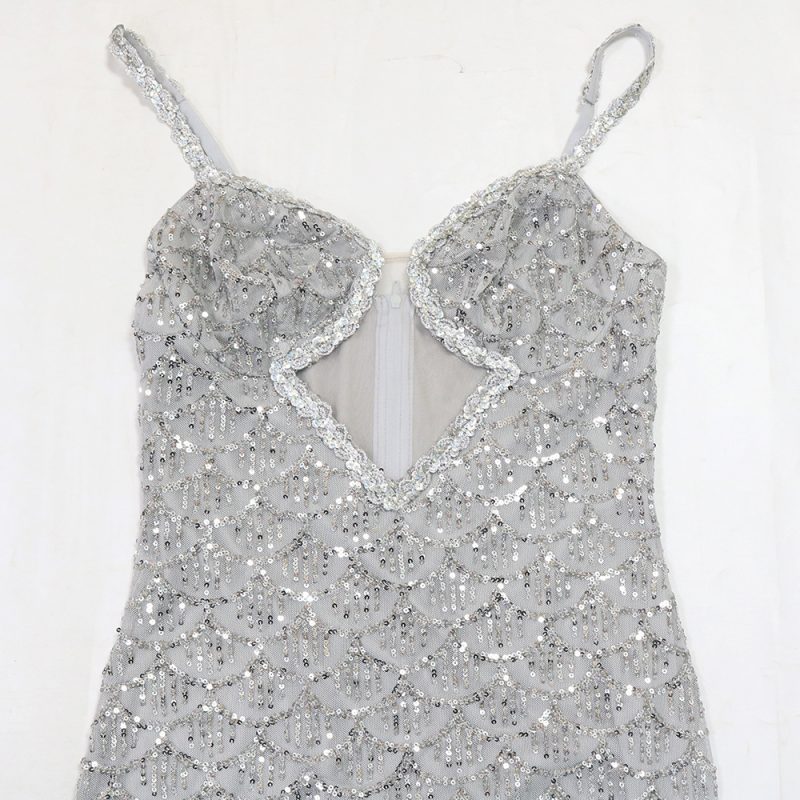 Sexy V-Neck Sequin Slip Dress - Image 4
