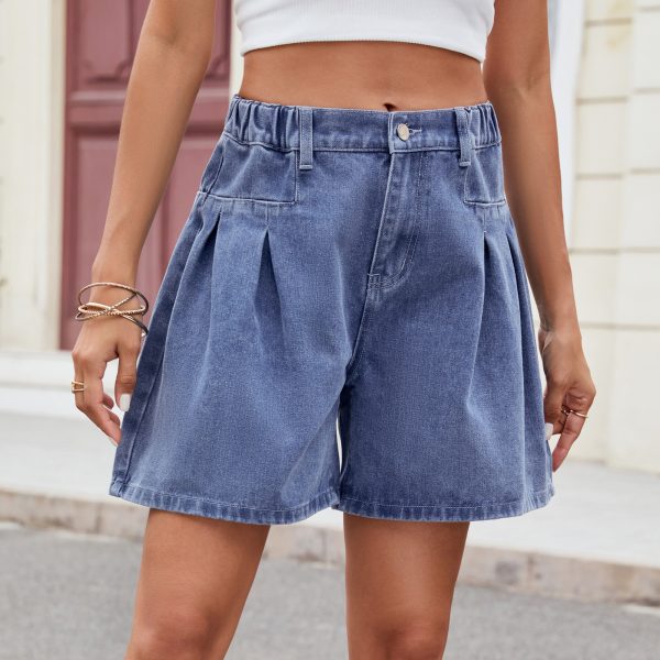 Women's Baggy Elastic Waist Denim Shorts - Image 2