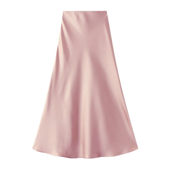 High Waist Satin Fishtail Skirt - Image 3