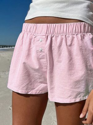 Women’s Blue Striped Beach Shorts