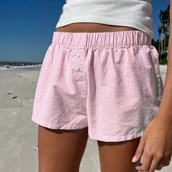 Women's Blue Striped Beach Shorts