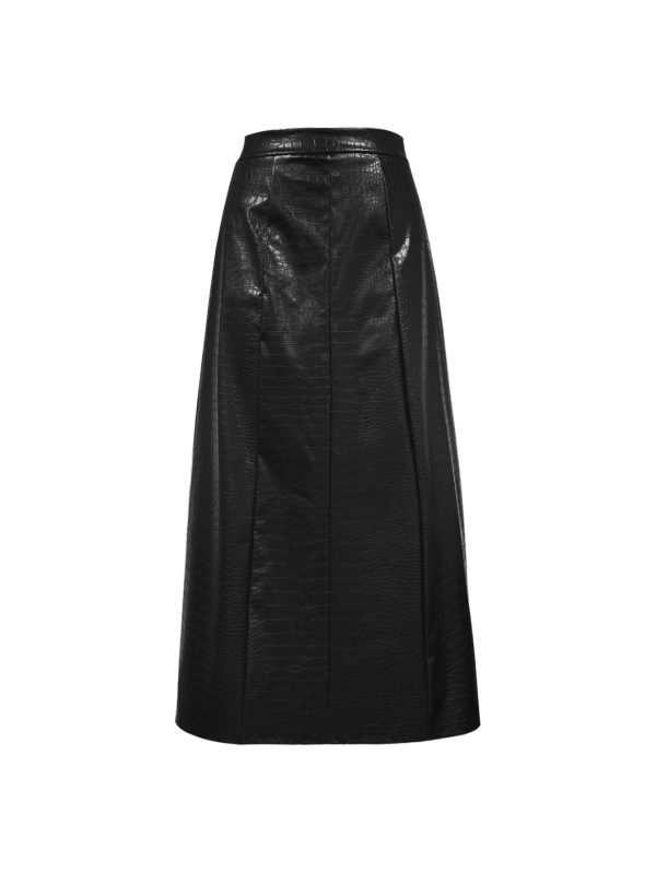 Autumn Winter A-Line Faux Leather Skirt - Image 3