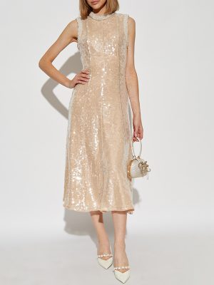 Elegant Pearl Trim Slim Dress