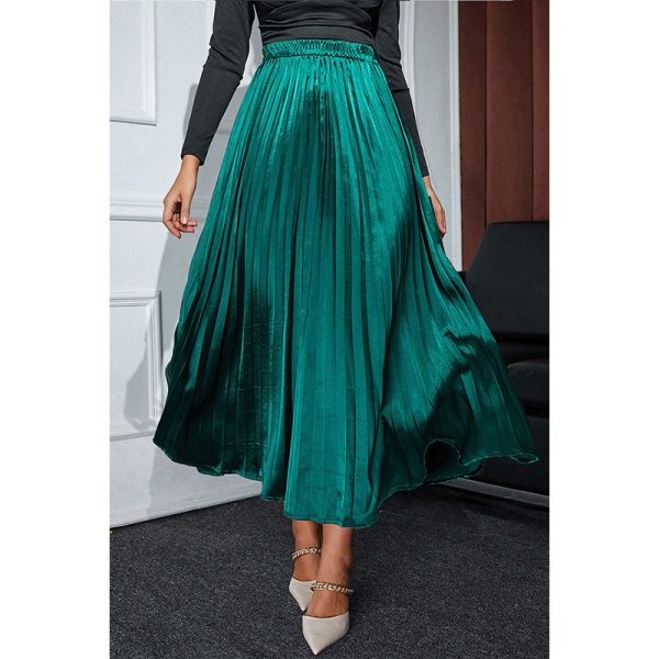 Satin Pleated High Waist Skirt - Image 2