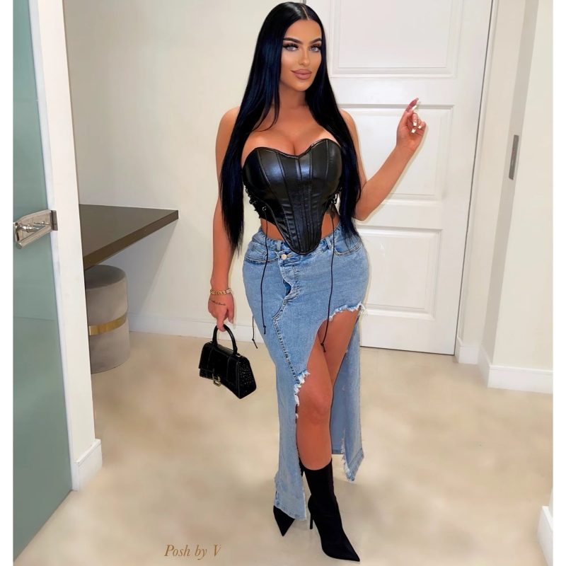 Summer Stretch Denim Long Skirt - Image 2