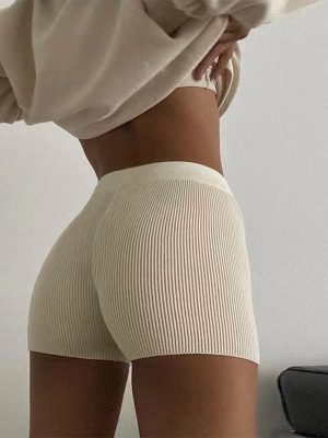 High-Waist Cotton Rib Shorts