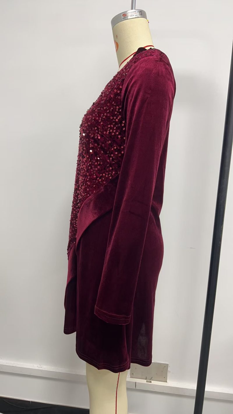 Christmas Sequin Long Sleeve Dress - Image 3