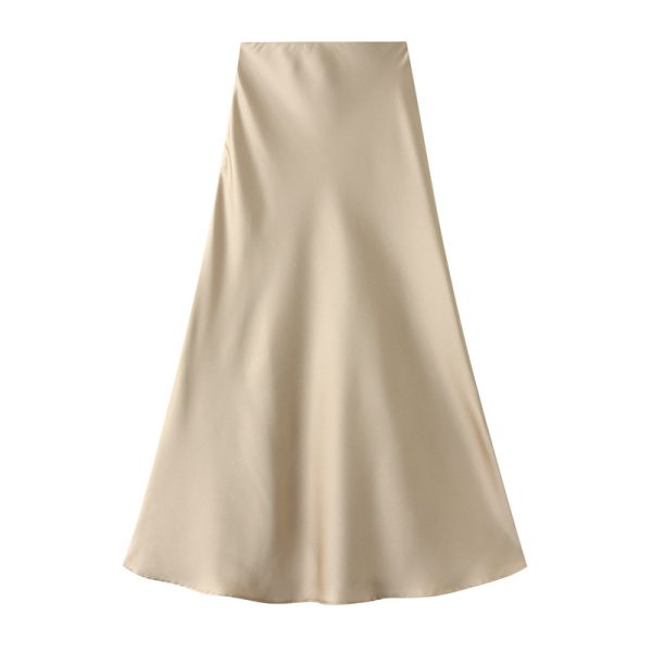 High Waist Satin Fishtail Skirt - Image 4