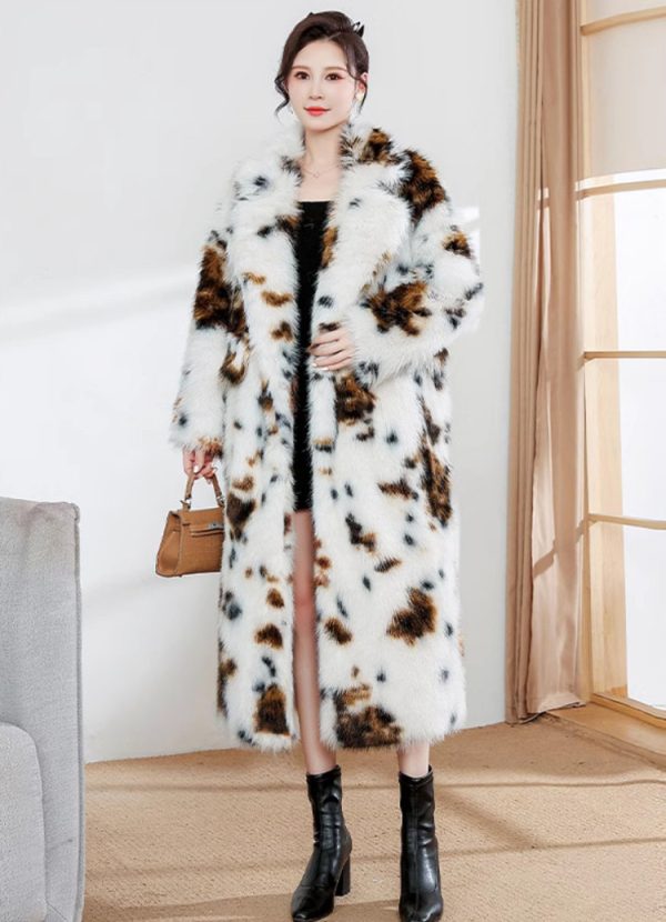 Women's Leopard Faux Fur Trench Coat - Image 2