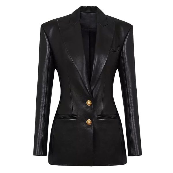 Women's Slim Fit Leather Blazer - Image 2