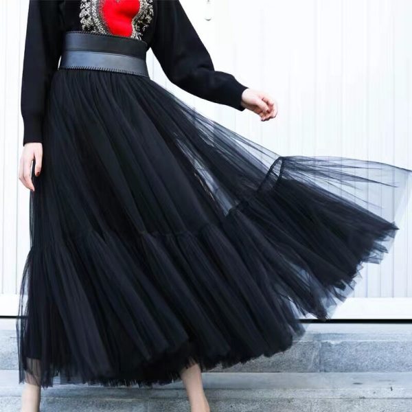 Women's Patchwork Mesh Maxi Skirt - Image 2