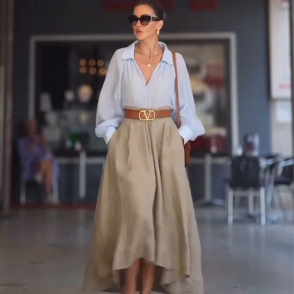 Trendy Western Solid Color Skirt - Image 3