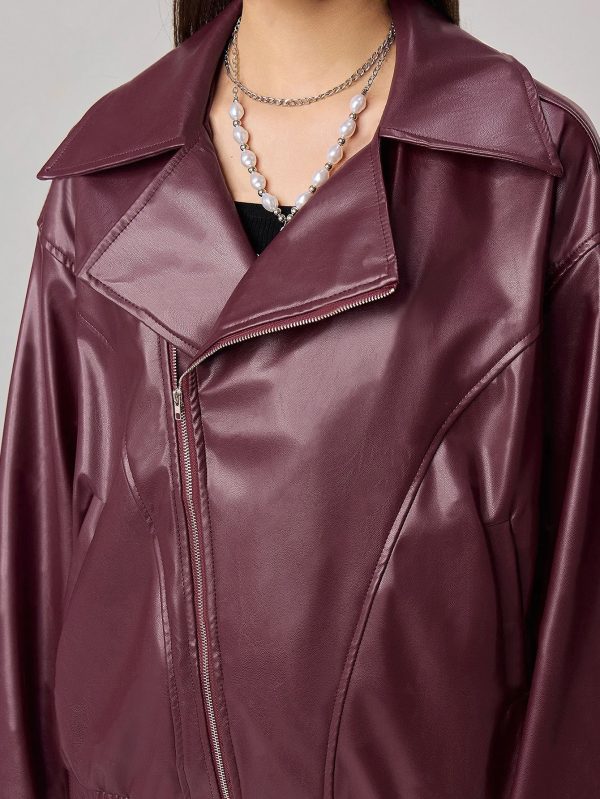 Women's Loose Fit Leather Jacket - Image 4