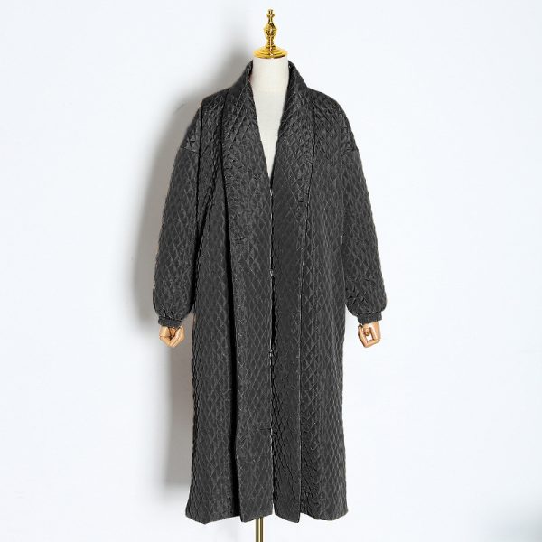 Women's Plus Size Quilted Polo Coat - Image 2