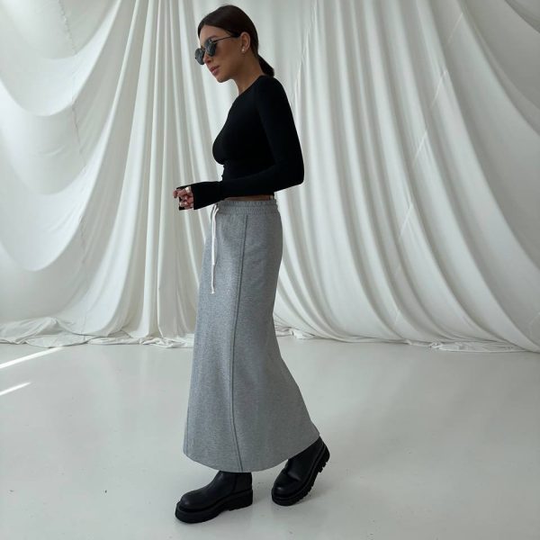 High-Waist Cotton Knit Skirt - Image 2