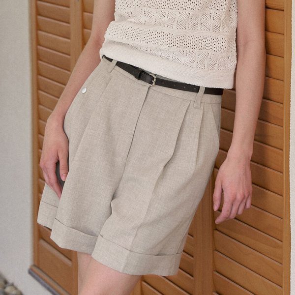 Women's High Waist Linen Shorts with Pockets - Image 2