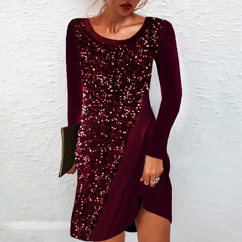 Christmas Sequin Long Sleeve Dress