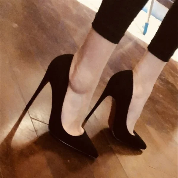 Black Suede Stilettos Elegant Heels - Image 3