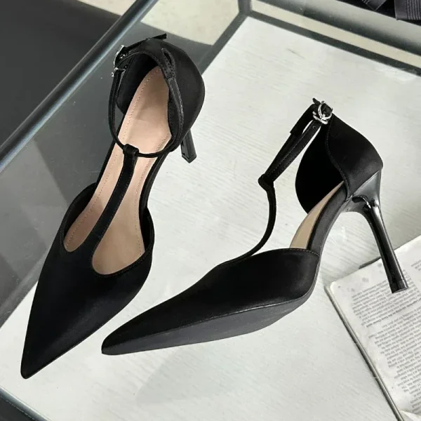 Fashion Patent T-Strap Pointed Heels - Image 2