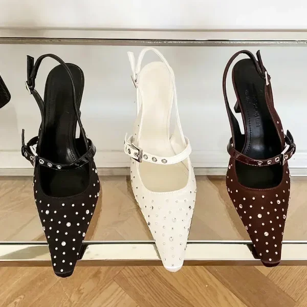 Luxury Rhinestone Silk Pointed Heels - Image 5