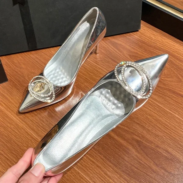 Silver Rhinestone Pointed Heels - Image 3