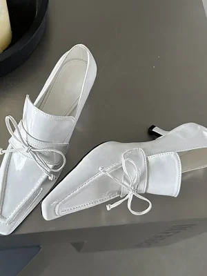 Spring Pointed Toe Butterfly Heeled Mules