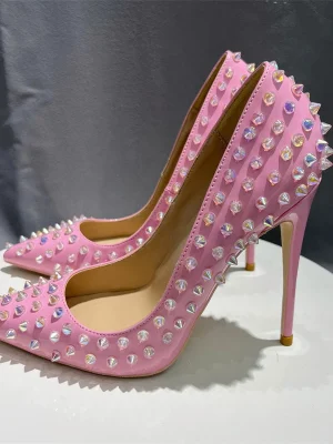 Pink Patent Stilettos Spiked Heels