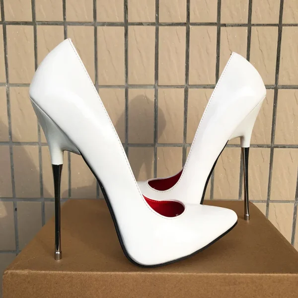 Glossy White 16cm Ultra High Heels - Image 4