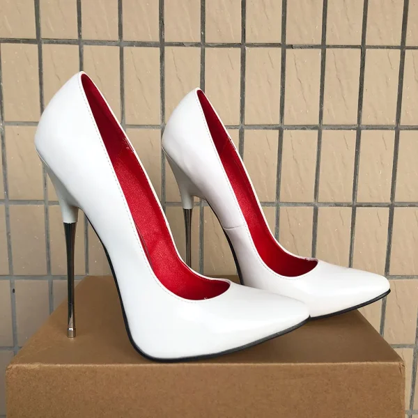 Glossy White 16cm Ultra High Heels - Image 2