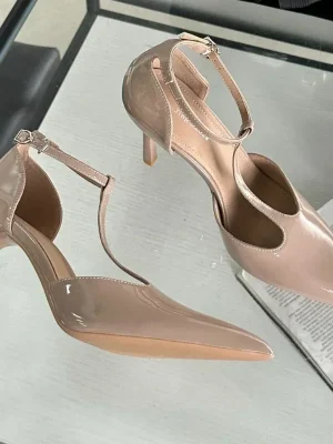 Fashion Patent T-Strap Pointed Heels