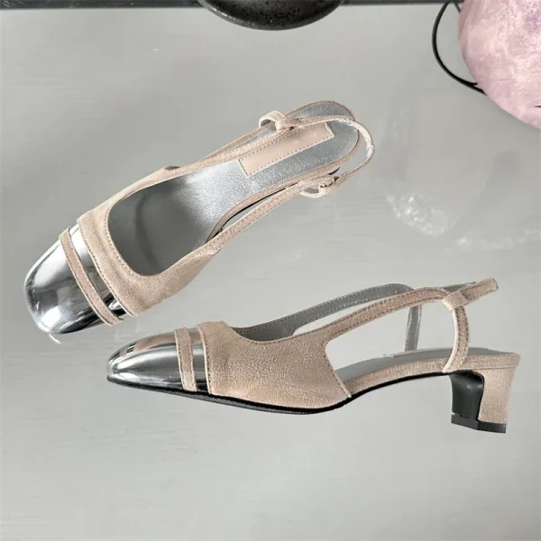 Spring Round Toe Mary Jane Slingback Heels - Image 3