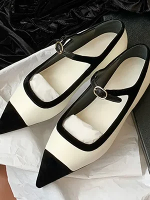 Fashion Pointed Mary Jane Low Heel Mules