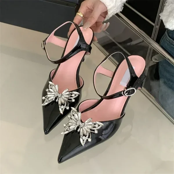 Butterfly Rhinestone Pointed High Heel - Image 5