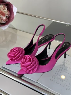 Elegant Silk Flower Pointed Heels