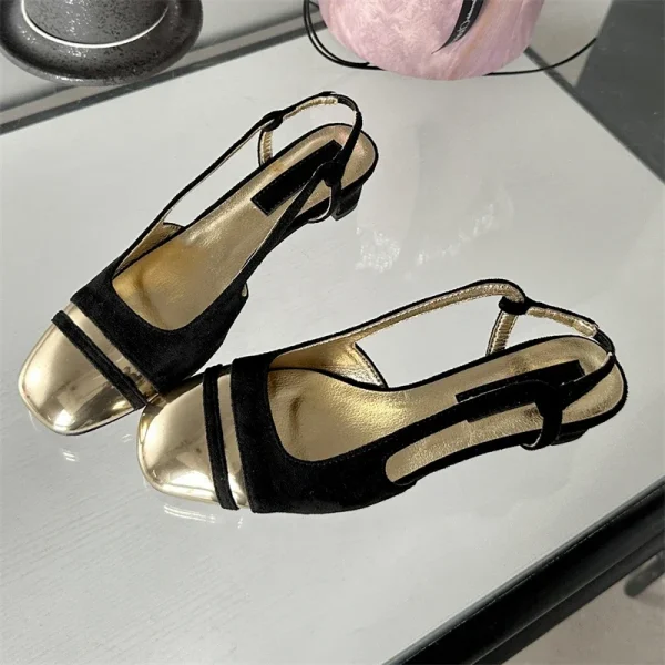 Spring Round Toe Mary Jane Slingback Heels - Image 2