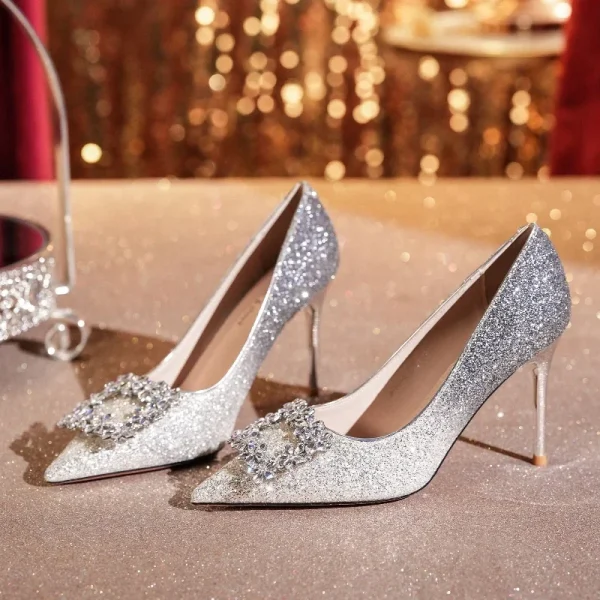 Rhinestone Buckle Gradient Heels - Image 4