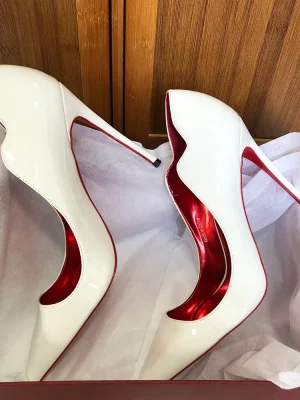 Glossy White V-Cut Stiletto Heels