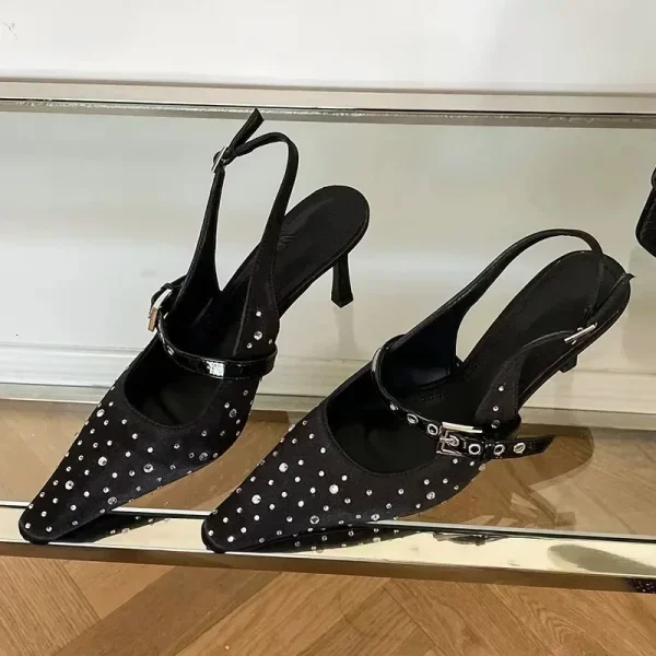 Luxury Rhinestone Silk Pointed Heels