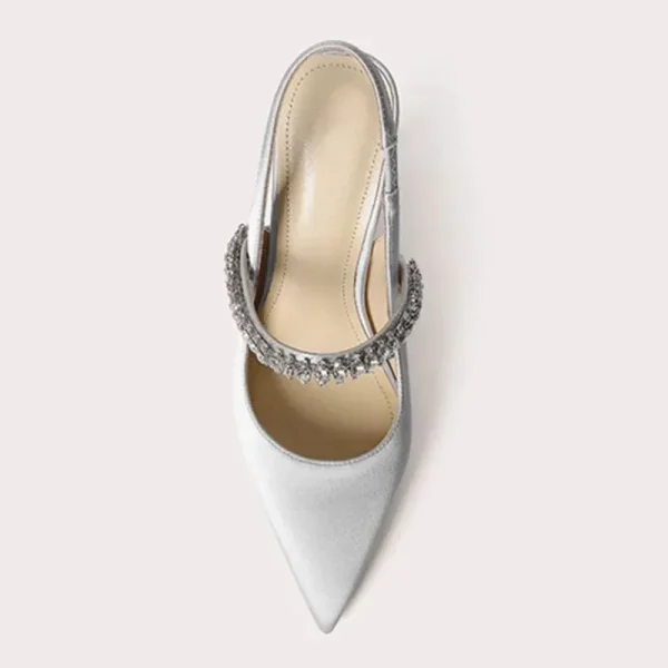 Satin Rhinestone Pointed Heels - Image 5