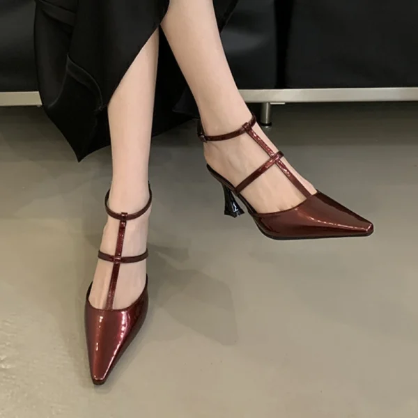 Leather Pointed Toe Slingback Heels - Image 3