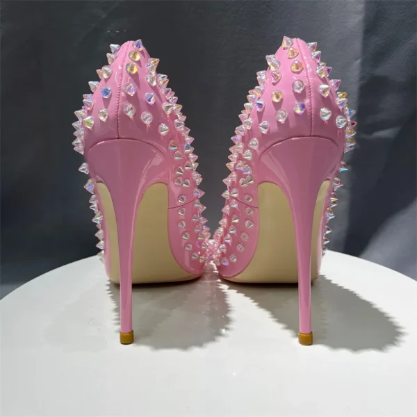 Pink Patent Stilettos Spiked Heels - Image 5