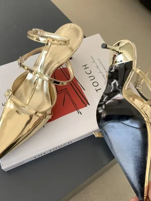 Luxury Gold Pointed Heeled Sandals