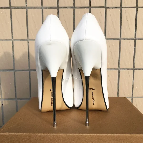 Glossy White 16cm Ultra High Heels - Image 3