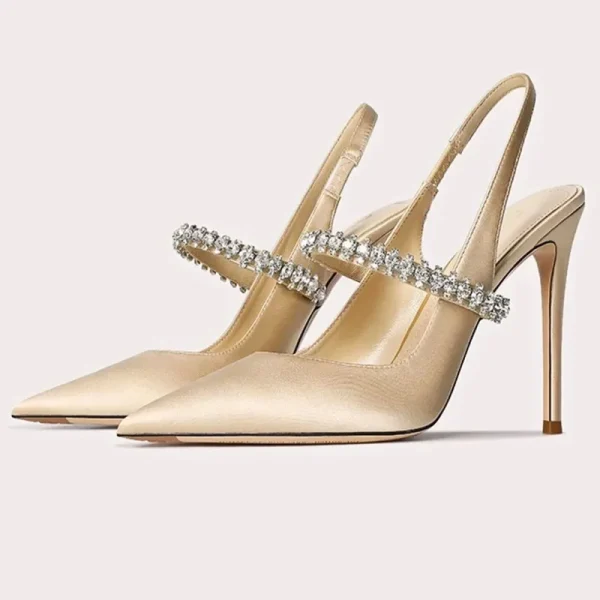 Satin Rhinestone Pointed Heels - Image 2