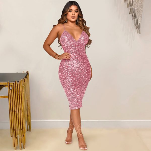 Sexy V-Neck Midi Dress